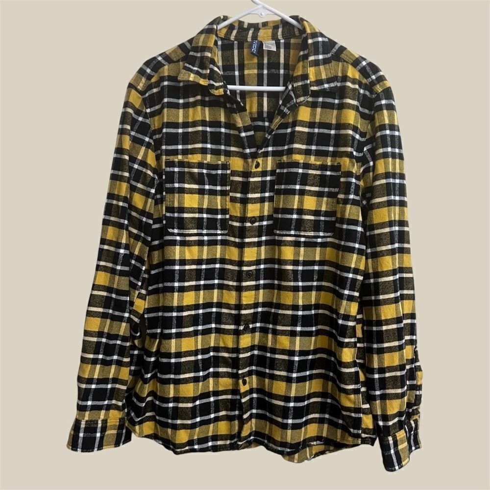 Ladies Divided Flannel Shirt Black and Yellow size L